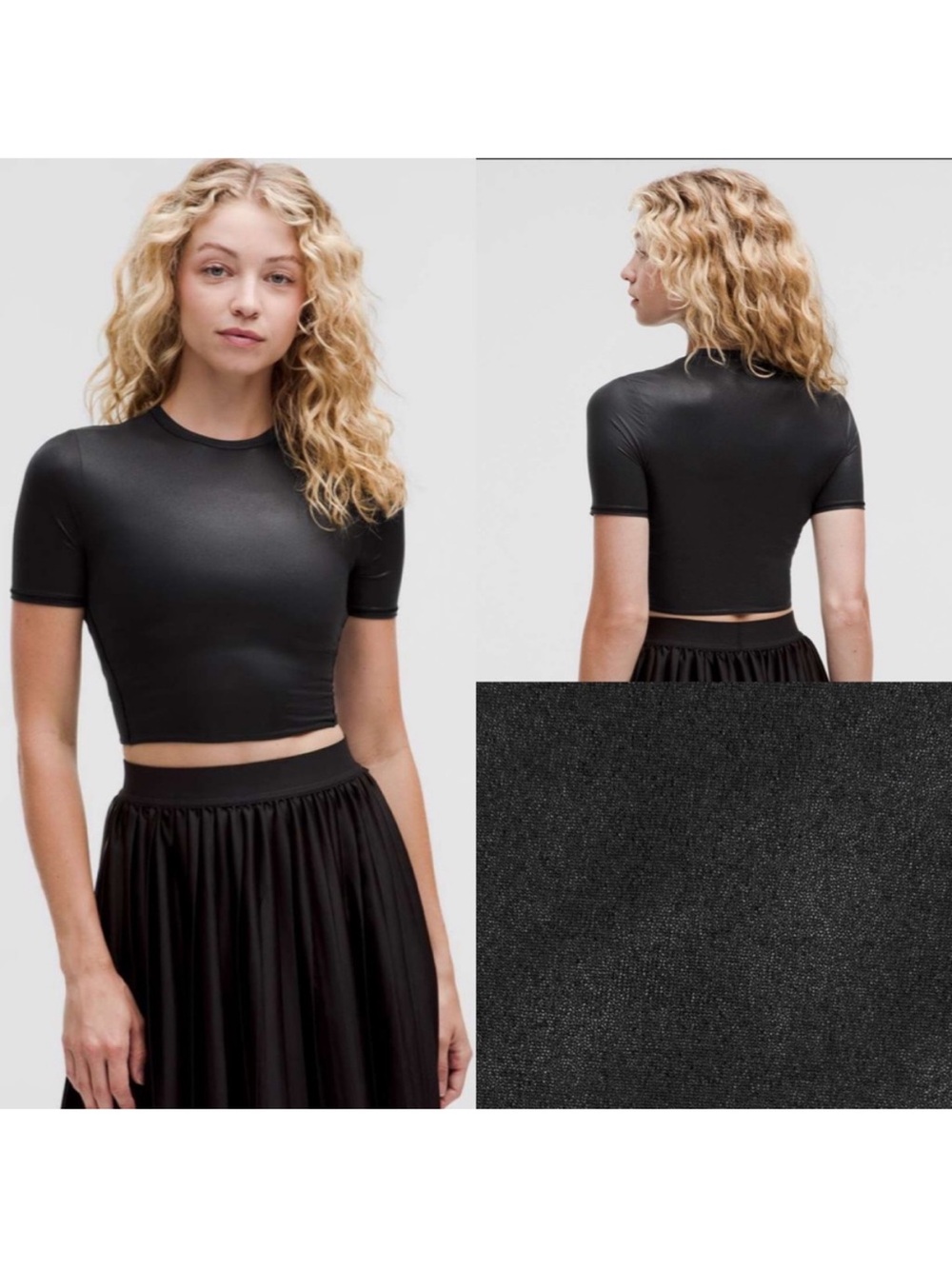Lululemon Wundermost Ultra-Soft Nulu Crewneck Cropped T-Shirt *Luxe Shine Foil M